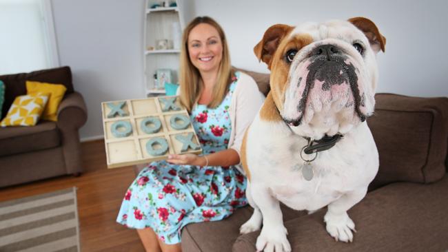 Felecia Tappenden with Bentley the Bulldog. Picture: Troy Snook