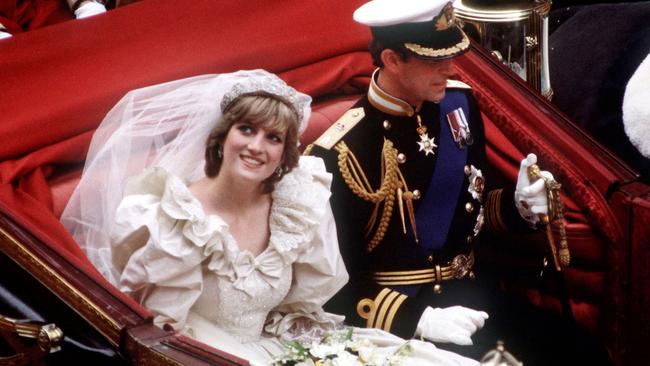 The Prince and Princess of Wales in the carriage after their wedding. Picture: Getty