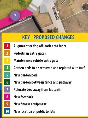 KEY: Proposed changes to Waterfront Park by Brisbane City Council.