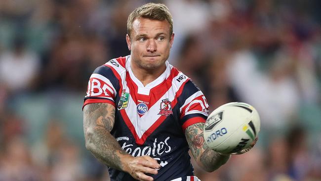 SYDNEY, AUSTRALIA — SEPTEMBER 23: Jake Friend of the Roosters warms up before the NRL Preliminary Final match between the Sydney Roosters and the North Queensland Cowboys at Allianz Stadium on September 23, 2017 in Sydney, Australia. (Photo by Mark Metcalfe/Getty Images)