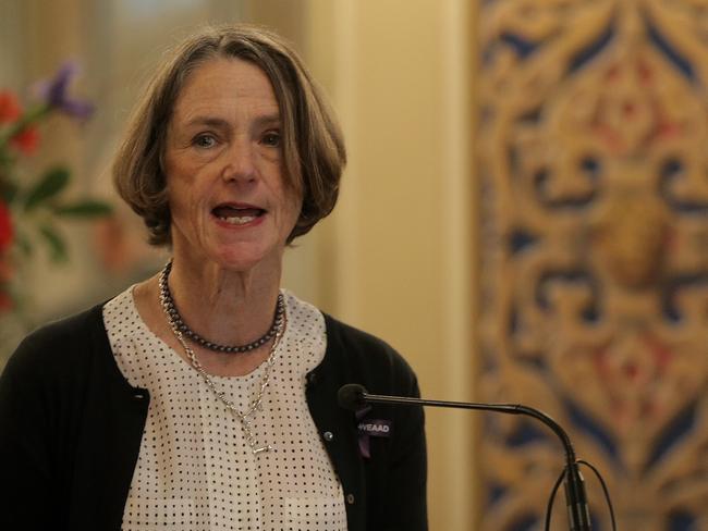 Governor Kate Warner speaks at Government House about World Elder Abuse Day. Picture: LUKE BOWDEN