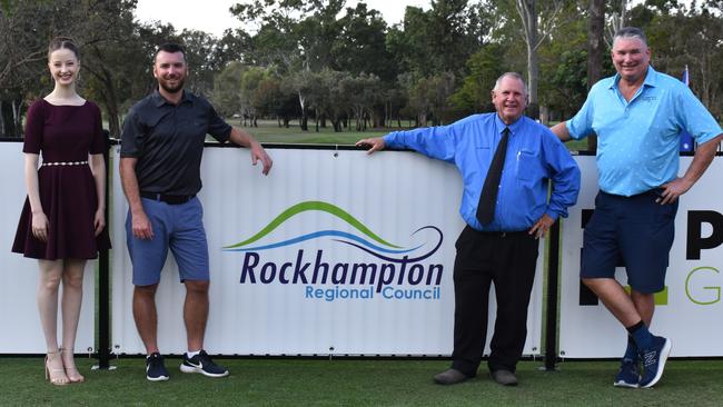 As Rockhampton Golf Club president, Steve Condon (right) was proud to be involved with the successful staging of the US Kids Golf Foundation Australian Open. He is pictured at the 2022 event with Alicia Kyriazis, RGC general manager Jarrod Miles and Rockhampton Regional Council deputy mayor Neil Fisher.