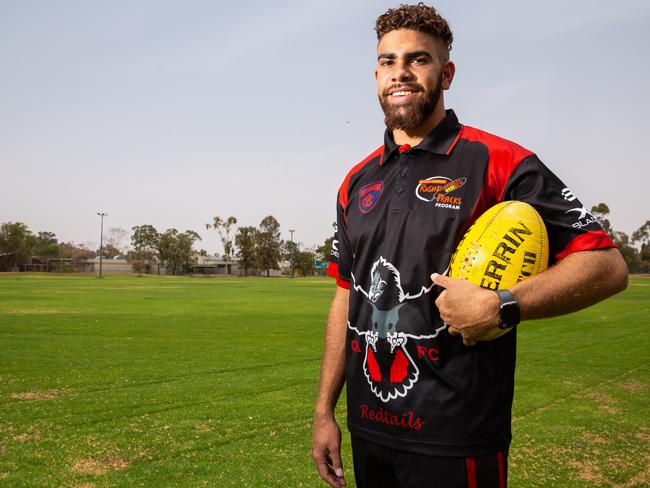 Star Alice Springs footballer Nigel Lockyer Jr just missed out on joining Essendon’s roster for this AFL season, but he cannot wait to have another crack at it next year. Photo: EMMA MURRAY