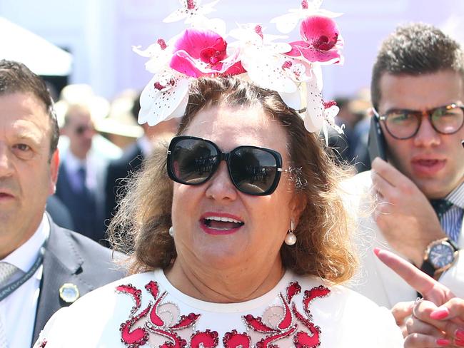 05/11/19 Chairman of Hancock prospecting, Gina Rinehart in the Birdcage during the Melbourne Cup at Flemington racecourse. Aaron Francis/The Australian