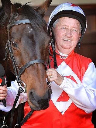 Johns Letts with his great mate, Banjo, on Derby Day last spring. Picture: Nicole Garmston. 