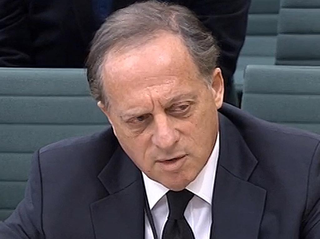 (FILES) In this file video grab taken from footage broadcast by the UK Parliament's Parliamentary Recording Unit (PRU) on February 7, 2023 shows BBC chairperson Richard Sharp testifying in front of a Digital, Culture, Media and Sport (DCMS) Committee in London - Sharp announced his resignation on April 28, 2023 over involvement in securing a private credit line for up to Â£800,000 ($990,000) for the then-PM Boris Johnson from a Canadian businessman. (Photo by Handout / PRU / AFP) / RESTRICTED TO EDITORIAL USE - MANDATORY CREDIT 