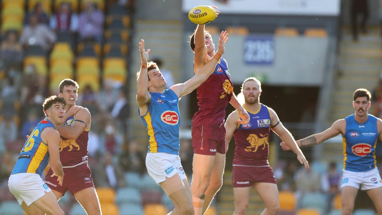 Ruckman Oscar McInerney was huge for the Lions on Saturday. Picture: Kelly Defina/Getty Images