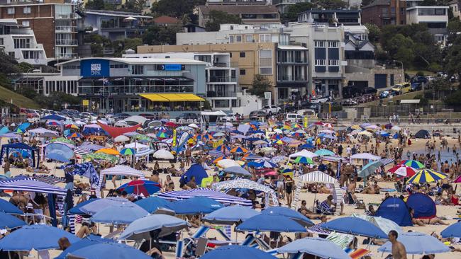 Crowds at Bondi Beach on January 26. Picture: Jenny Evans/Getty