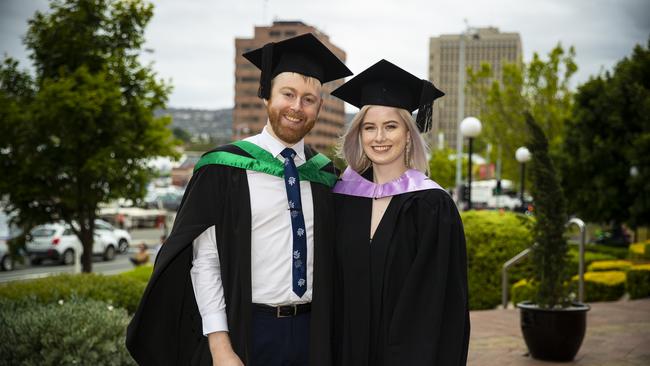 Scott and Emma Caunce. University of Tasmania Graduations. Federation Concert Hall, Hobart. Picture: RICHARD JUPE