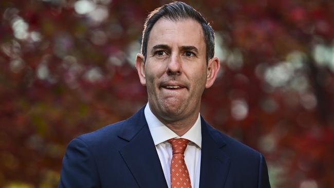 Treasurer Jim Chalmers speaks to reporters at Parliament House in Canberra. Picture: NCA NewsWire / Martin Ollman