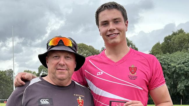 Pumas head coach Andrew Thomas and his best worker on Saturday, Oliver Rauchle.