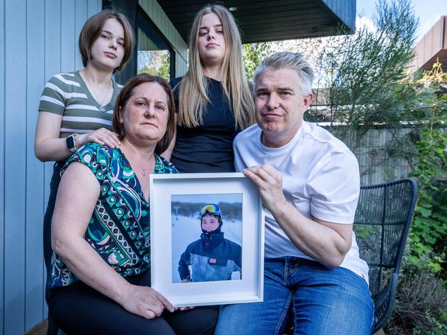 Tamara and Ben McKenzie, and their daughters Ella and Lucy, are fighting to reform the health system in the wake of Max’s death. Picture: Jake Nowakowski