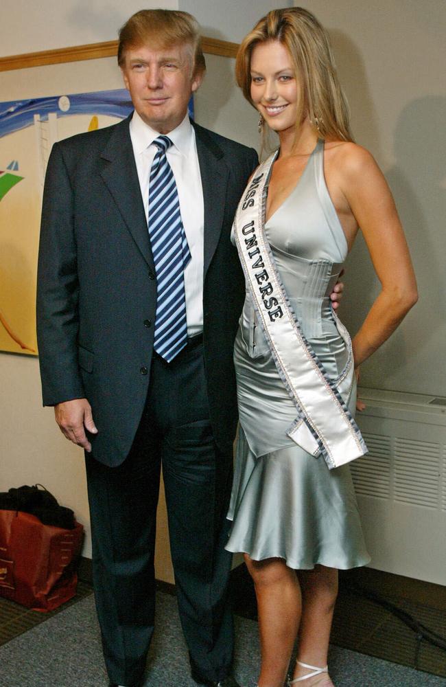 Miss Universe Jennifer Hawkins and Donald Trump at a reception hosted by the Australian Consulate in New York in 2004. Picture: Stuart Ramson