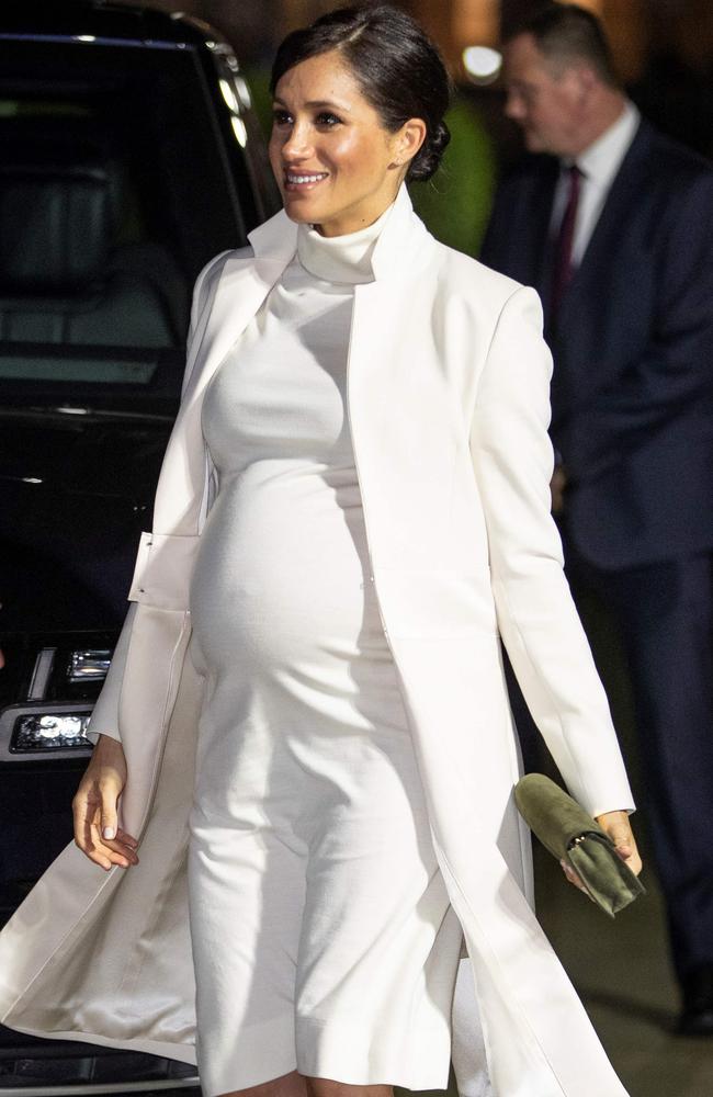 FEBRUARY 12, 2019 - Where: London, England. Wearing: Calvin Klein dress and Amanda Wakeley coat. Picture: Heathcliff O’Malley/AFP