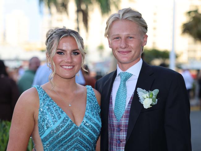 Summer Rintoule and Braden Bamford at the Saint Stephens Class of 2024 Formal at Gold Coast Convention and Exhibition Centre. Picture, Portia Large.