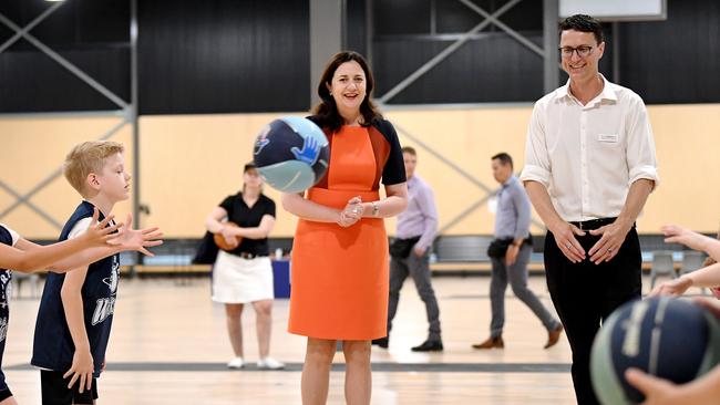 Annastacia Palaszczuk and Aspley MP Bart Mellish. Picture: NCA NewsWire / Dan Peled