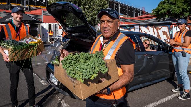 South Melbourne Market has started a drive-through service. Picture: Jake Nowakowski