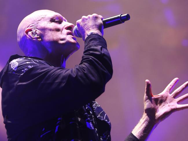 Peter Garrett had a message for former PM Paul Keating as Midnight Oil performed at The Domain in Sydney on Saturday. Picture: AAP