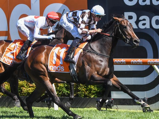 Magic Time ridden by Michael Dee wins the Neds Sir Rupert Clarke Stakes at Caulfield Racecourse on November 18, 2023 in Caulfield, Australia. (Photo by Pat Scala/Racing Photos via Getty Images)