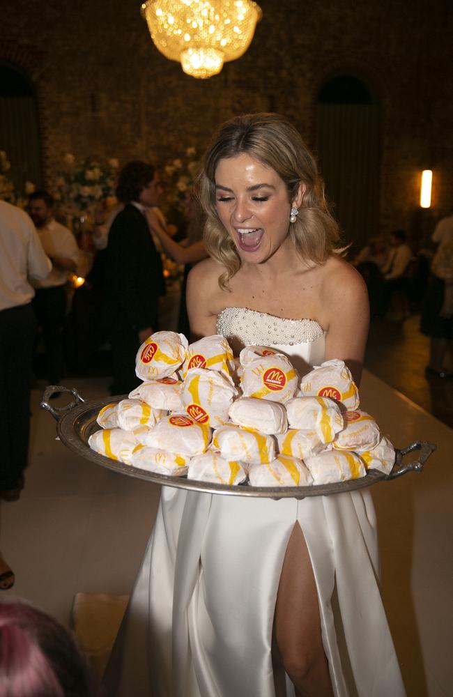 Sophie Tieman and Joseph Bolster surprised guests with late night cheeseburgers. Pictures: Blumental
