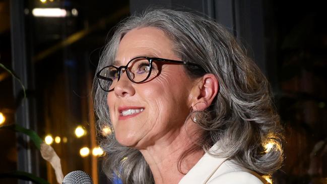 SYDNEY, AUSTRALIA - NewsWire Photos MAY 3, 2025: Nicolette Boele pictured speaking at her election night event at Buckle Cafe and Distillery in Artarmon. Picture: NewsWire / Damian Shaw