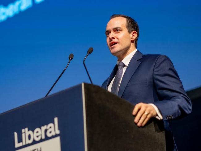 Leader of the opposition Vincent Tarzia speaking to Liberal members at the party’s annual general meeting picture: Supplied