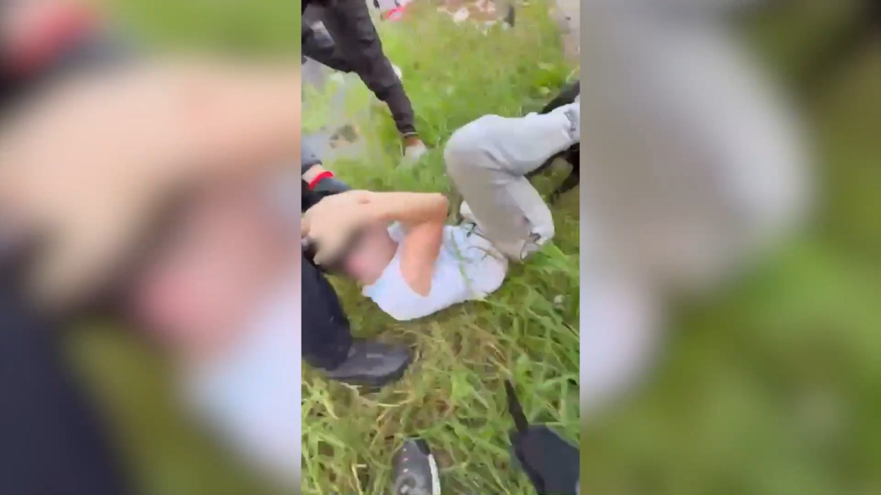 Brutal moment teen is stabbed and bashed