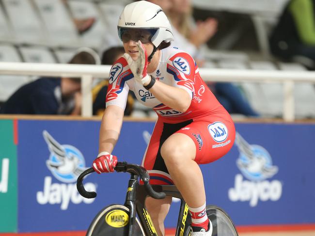 Anna Meares (South Australia) after winning the Team Sprint with Stephanie Morton (not in this image). Track Cycling at Adelaide Super-Drome, night 1. 03/02/16 Picture: Stephen Laffer