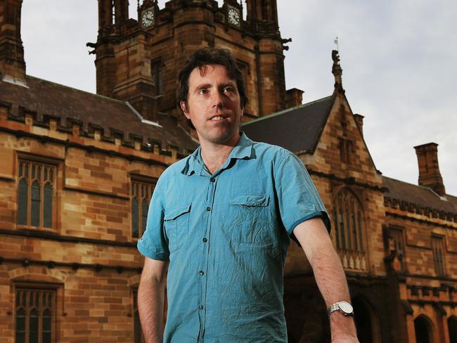 Neuroscientist: Greyhound owner Nathan Absalom pictured at Sydney University where he is a lecturer / Picture: Toby Zerna