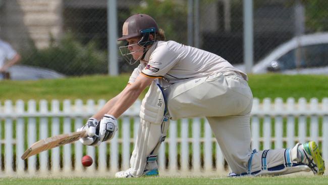 Premier cricket grand final between Kensington and Adelaide at Glenelg Oval on March 23, 2019 with Kensington batsman Josh Doyle batting. Picture. AAP Image/Brenton Edwards.