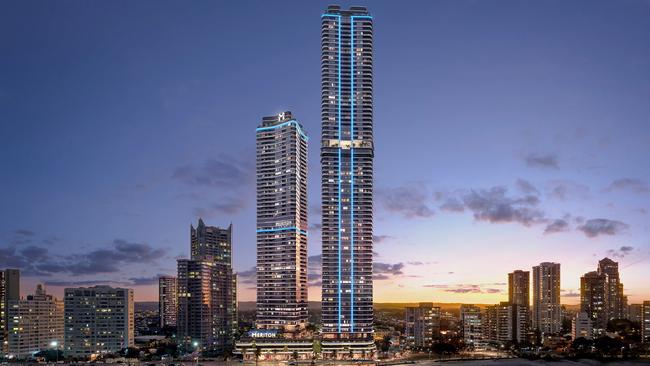 Artist impression of the Iconica towers, which are under way in Surfers Paradise.