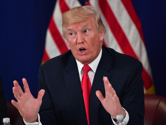 US President Donald Trump speaks during a security briefing in New Jersey this week. Picture: AFP