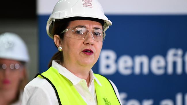 Queensland Premier Annastacia Palaszczuk at the Roma Street station construction site in Brisbane on Thursday. Picture: AAP