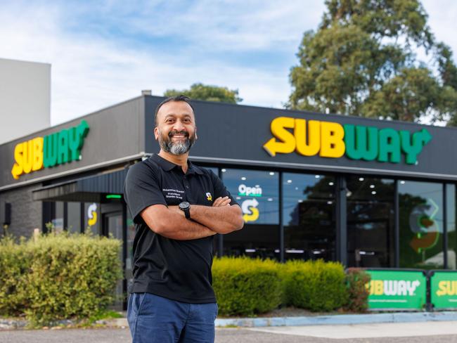 Subway franchisee Mohammad Shamim outside one of his stores.