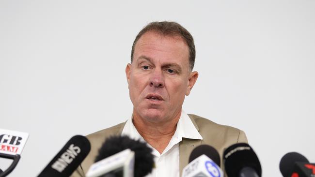 Former Matildas coach Alen Stajcic addresses the media three months after his sacking. (Brett Costello)