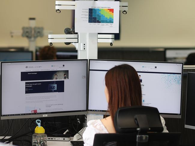 CANBERRA, AUSTRALIA - NewsWire Photos  NOVEMBER 24, 2021: Australian Cyber Security Centre at the Australian Signals Directorate in Canberra.Cyber security analyst Ã¢â¬ÅJiÃ¢â¬Â at her work station in the Australian Cyber Security Centre.Picture: NCA NewsWire / Gary Ramage