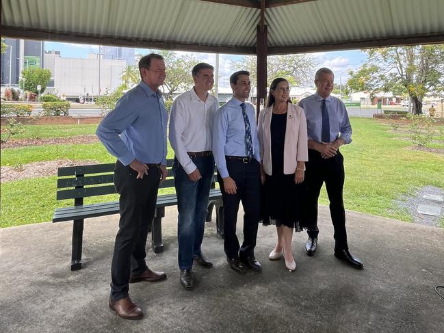 Glen Kelly, Nigel Hutton, David Cristafulli, Donna Kirkland and Tim Nicholls at Haigh Park in Rockhampton.