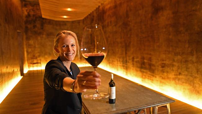 Jess Hill Smith of Yalumba Wines in the new converted wine tank tasting spaces. Picture: Tom Huntley