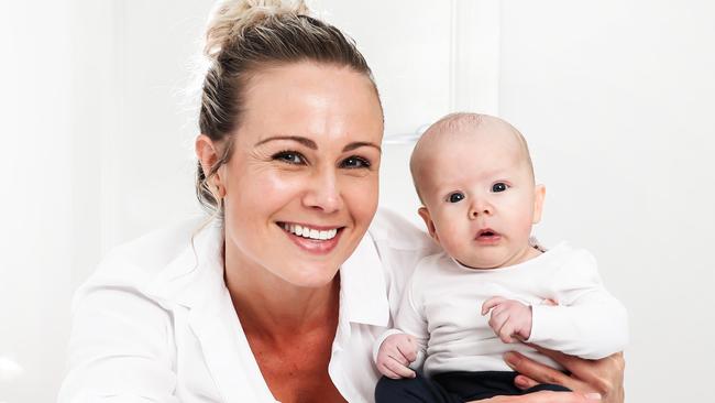 Tanya Elizabeth with her 11-week-old baby Elias. Picture: Nigel Hallett