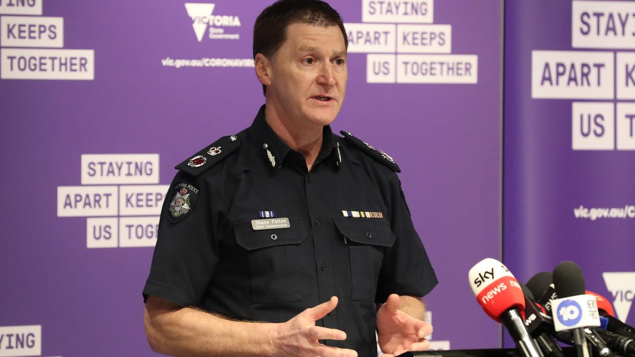 Victoria Police Chief Commissioner Shane Patton said police would continue to hand out fines. Picture: NCA NewsWire / David Crosling