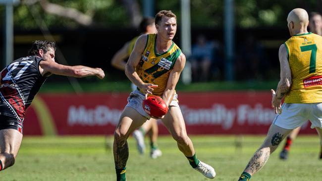 Luke Davies as St Mary's took on the Tiwi Bombers in the 2024-25 NTFL men's semi-final. Picture: Pema Tamang Pakhrin