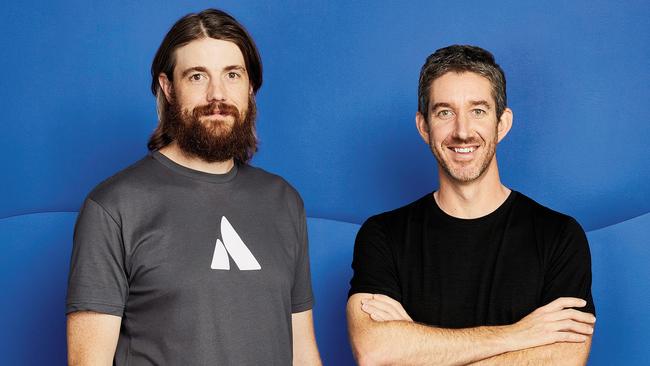 The success of Atlassian co-CEO Mike Cannon-Brookes, pictured here with co-CEO Scott Farquhar – has seen he and his wife Annie invest heavily into a range of real estate types including Dunk Island. Source: Atlassian