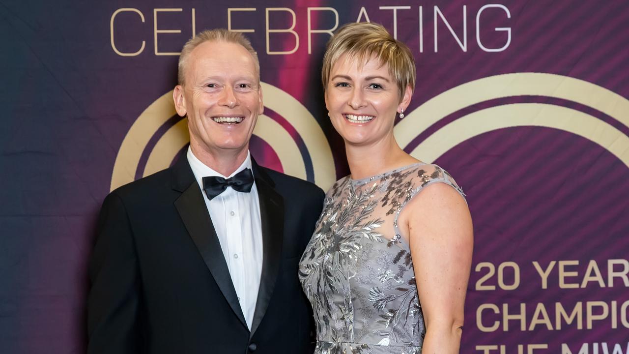 Brendan Webb and Amanda Camm at the 2021 Resource Industry Network awards at the MECC. Picture: Tristan Mariano