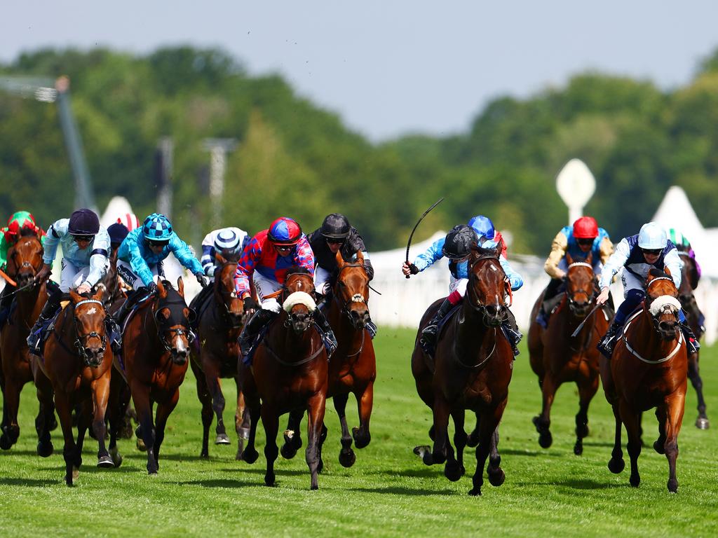 ASCOT, ENGLAND - JUNE 18: Oisin Murphy riding Asfoora on his way to winning the King Charles III Stakes during Royal Ascot 2024 at Ascot Racecourse on June 18, 2024 in Ascot, England. (Photo by Bryn Lennon/Getty Images)