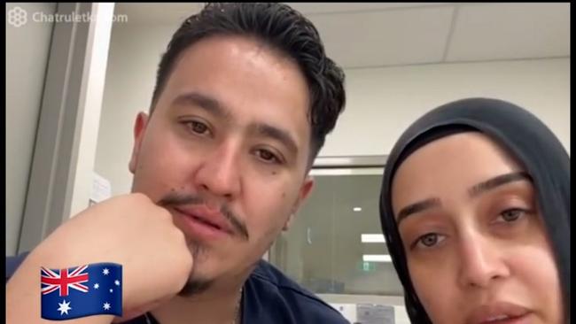 NSW government officials are investigating after nurses at Bankstown Hospital, Rashad Nadir and Sarah Abu Lebdeh, wearing their NSW Health uniforms were filmed declaring they refuse to treat Israeli people and would "kill them" if they present to their ward. Picture: NewsWire Handout