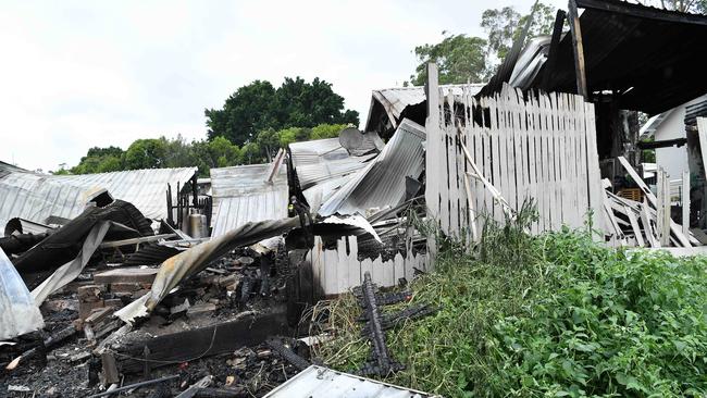 Three cabins were destroyed in the fire. Picture: Patrick Woods.