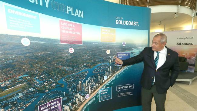 Mayor Tom Tate announcing proposed changes to the City Plan. Picture: Mike Batterham.