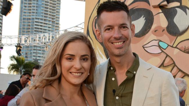 Jessica Pickering and Matthew Keegan at the opening of Cali Beach Club, Surfers Paradise. Picture: Regina King