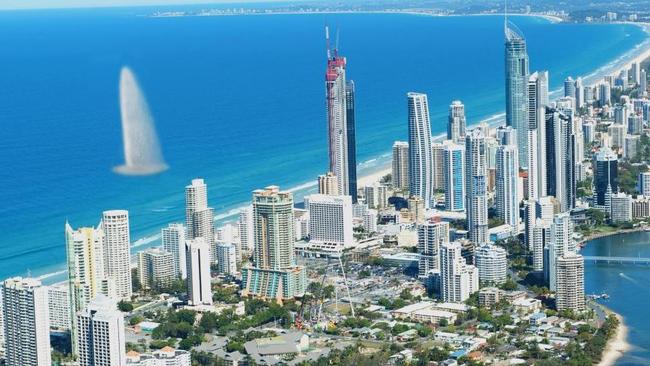 Artist impression of “Geyser”, which was proposed to go into the ocean off Surfers Paradise. Pic: Supplied.