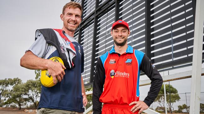 Former South Adelaide Brad Crabb and Southern District Cricket Club skipper Josh Barrett will join forces to play a T20 cricket match to raise money for those in need after the Kangaroo Island bushfire. Picture: Matt Loxton